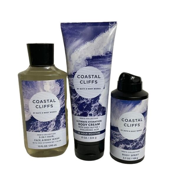 Bath and Body Works Men’s COASTAL CLIFF 3 Piece Set - Picture 1 of 5